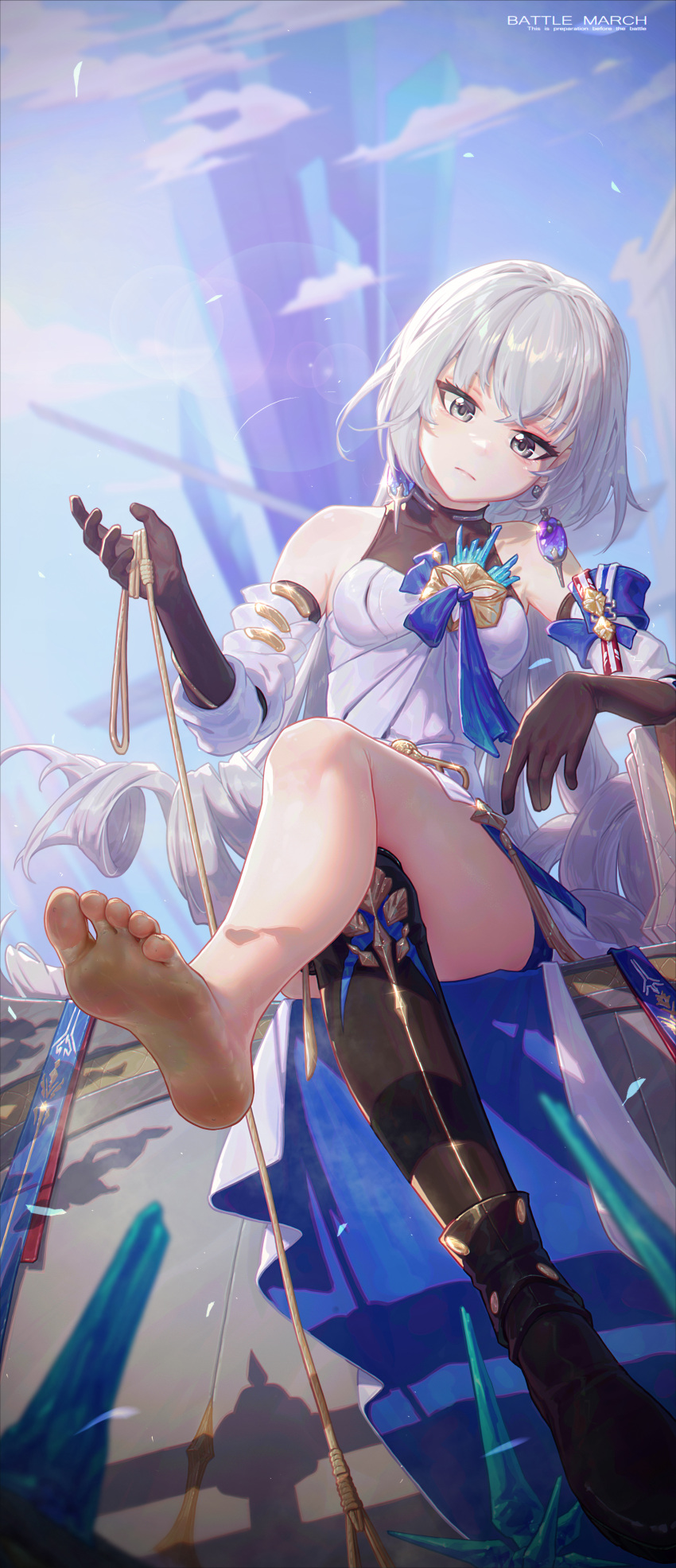 1girls 2d 2d_(artwork) alternate_version_available barefoot bronya_rand clothed clothing crossed_legs digital_media_(artwork) dirty_feet feet female female_only foot_fetish foot_focus hi_res honkai:_star_rail honkai_(series) icecake long_hair looking_at_viewer sitting soles solo solo_female sweaty_feet thick_thighs thighs toes