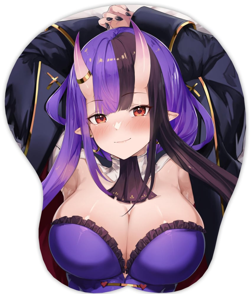 armpits arms_up big_breasts boob_mousepad cleavage hannahhyrule indie_virtual_youtuber large_breasts mousepad official_art oni oni_horns pirate_girl virtual_youtuber