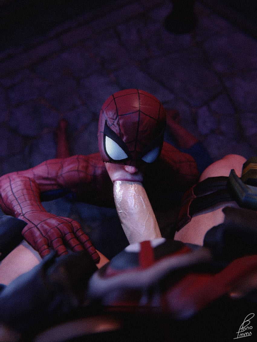 3d blowjob bonoimma deadpool fraternity gay male male_only marvel mask masked_male oral peter_parker spider-man spider-man_(series) wade_wilson