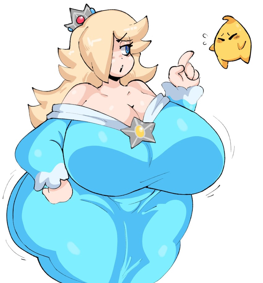 big_ass big_breasts boob_window clothed dork_boi fat female huge_ass huge_breasts lewd_dorky luma mario_(series) nintendo princess_rosalina super_mario_galaxy white_background