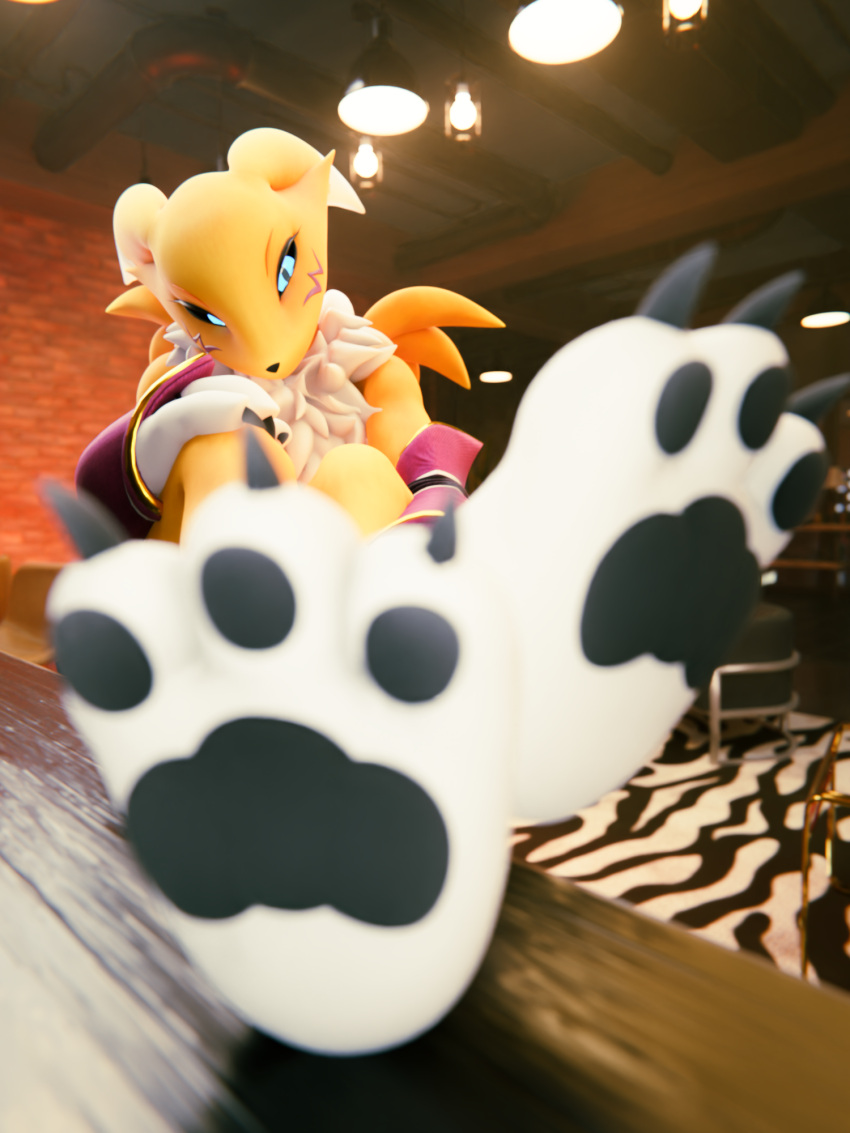 3d 3d_(artwork) ass big_ass big_breasts big_butt digimon digimon_(species) female female_only furry furry_only looking_at_viewer nude_female paprikablend paw_pose paws renamon renamon_(warfaremchine) thick_thighs