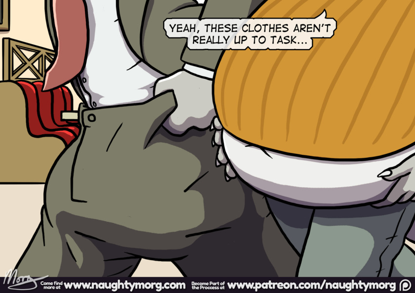 anthro belly belly_focus big_bulge black_bottomwear black_clothing black_pants black_suit black_suit_jacket bottomwear brother_(lore) brothers_(lore) bulge bulge_focus close-up clothed clothing comic dialogue digital_media_(artwork) dom_(naughtymorg) dragon duo huge_belly huge_bulge hyper hyper_bulge ill-fitting_clothes incest male naughtymorg navel necktie pants patreon patreon_logo red_necktie seph_(naughtymorg) shirt sibling_(lore) signature speech_bubble suit t-shirt text topwear url walking white_clothing white_shirt white_topwear yellow_clothing yellow_shirt yellow_topwear