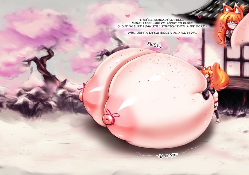 breast_expansion breasts_bigger_than_head engorged_breasts fox_girl growth hyper_breasts lactation lactation_denial mochi_(mochifoxxo) mochifoxxo