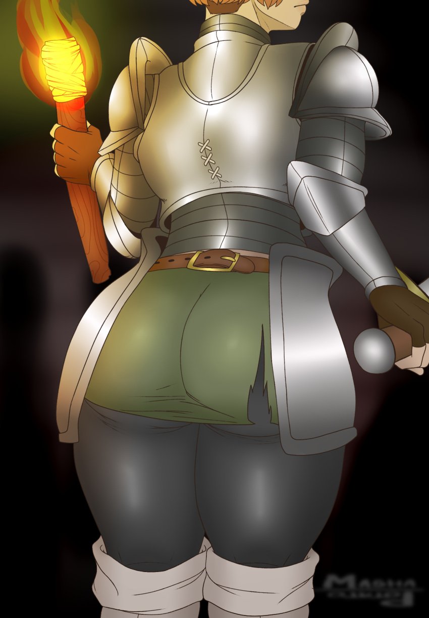 1girls armor armored_boots armored_female armored_gloves ass ass_focus big_ass big_butt brown_hair clothed d'arce darkness fat_ass fear_and_hunger female female_only fingerless_gloves focus full_armor fully_clothed fully_clothed_female gloves huge_butt knight large_ass legs mashapotato orange_hair pauldrons red_hair shadows short_hair shoulder_armor shoulder_pads sword thick_ass thick_thighs thighs tight_clothes tight_clothing tight_fit tight_pants tomboy torch