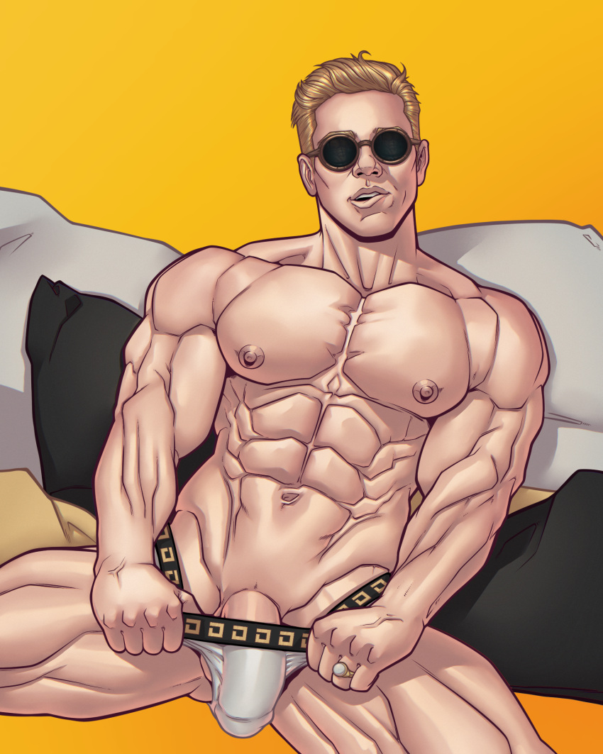 1boy abs actor balls blitzturner boyd_holbrook bulge caucasian caucasian_male celebrity in_character male male_focus male_only muscles muscular muscular_male netflix’s_sandman_universe penis solo solo_focus sunglasses teasing the_corinthian the_sandman the_sandman_(netflix)