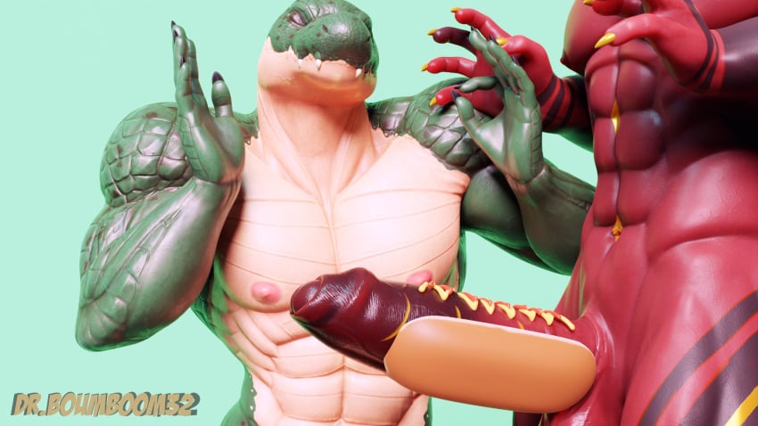 16:9 abs anthro biceps connivingrat drboumboom32 duo erection food foreskin gay genitals helm_(connivingrat) hi_res hot_dog humanoid male male/male muscular muscular_male mustard nipples obliques pecs penis triceps vein widescreen