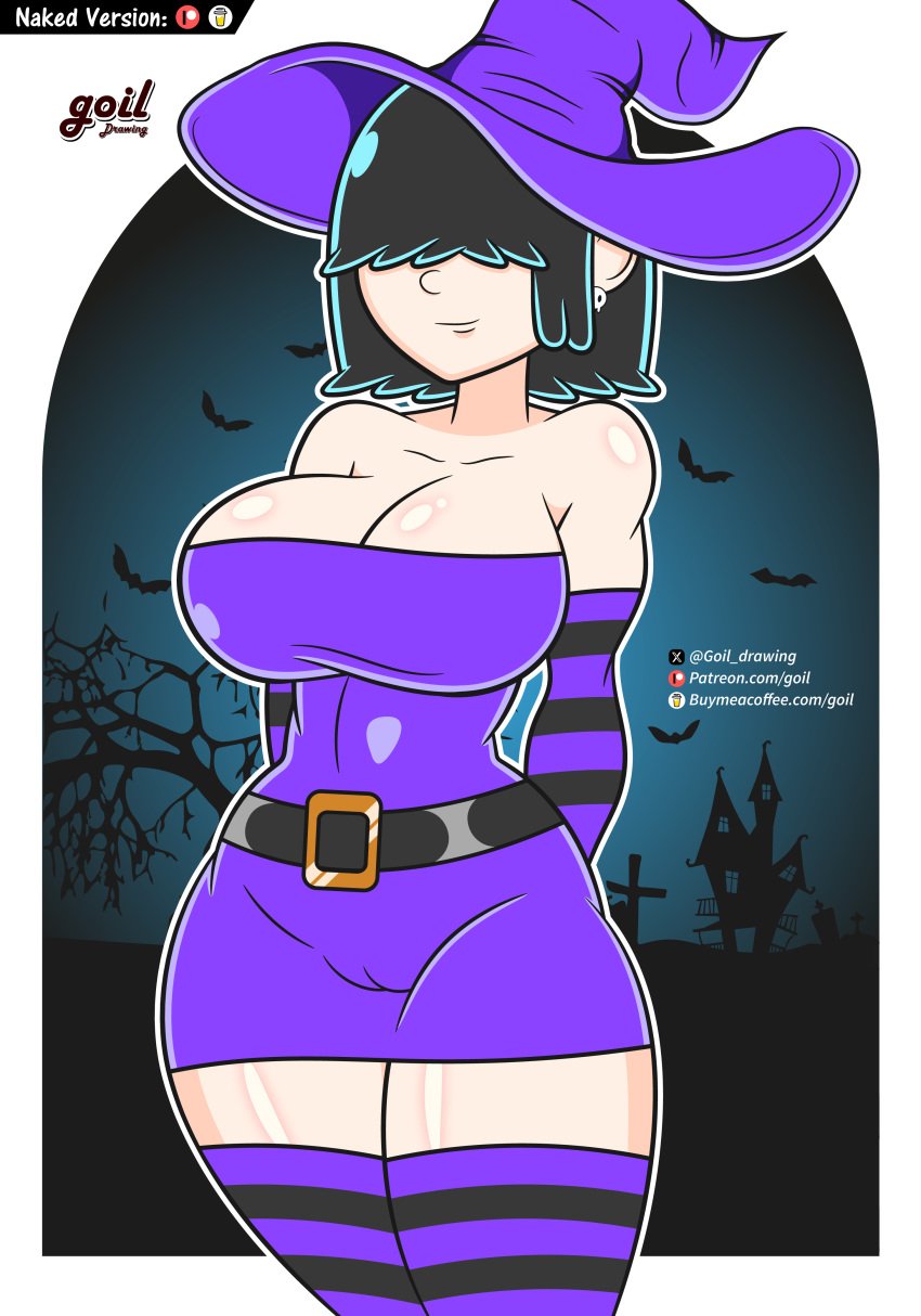 big_breasts black_hair breasts female female_only girl girly goil_drawing gothic gothic_girl halloween halloween_2023 halloween_costume lucy_loud the_loud_house white_background