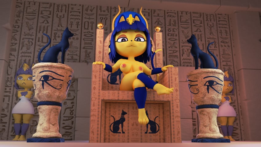 16:9 3d 3d_(artwork) 3d_model 4k absurd_res animal_crossing ankha ankha_(animal_crossing) anthro dog-n-shark doubutsu_no_mori egyptian egyptian_cat egyptian_headdress felid feline female hi_res mammal nairu_(doubutsu_no_mori) nintendo solo temple widescreen