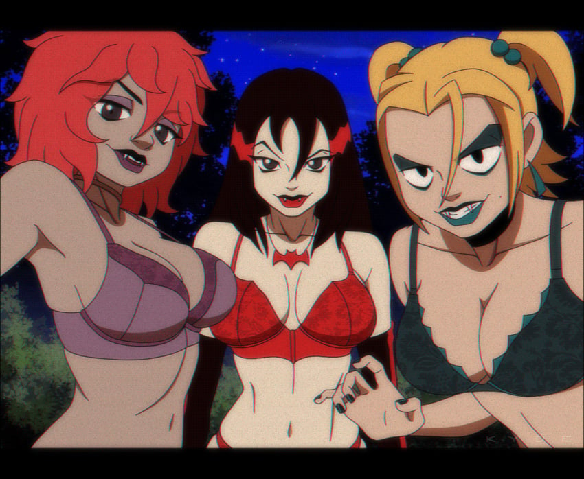 animated big_breasts bouncing_breasts choker cleavage dusk_(hex_girls) fangs gif goth_girl hanna-barbera hex_girls kyde luna_(hex_girls) scooby-doo staring_at_viewer tagme thorn_(hex_girls)