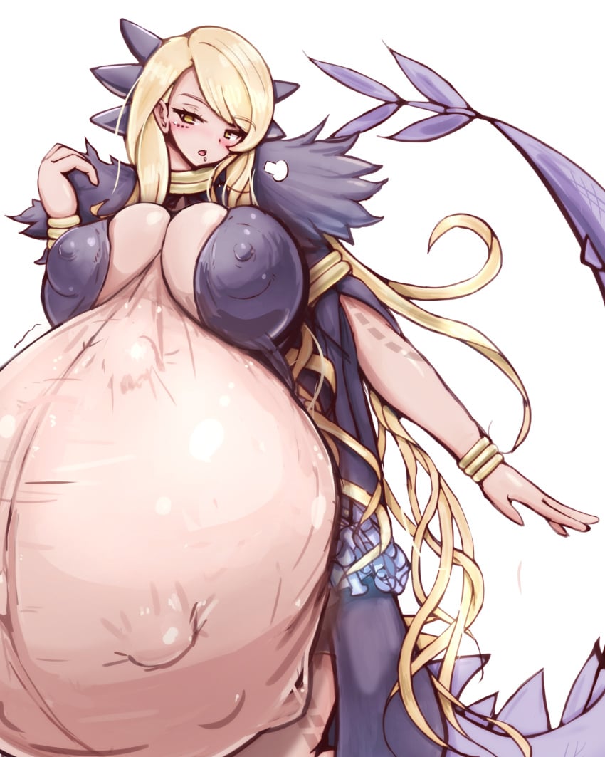 1girls 57mm after_vore belly_expansion big_belly big_breasts blonde_hair cleavage dragon_tail fate/grand_order fate_(series) fully_clothed implied_vore large_breasts lizard_tail monster_girl nipples post_vore solo stomach_bulge tagme thick_thighs unseen_character visible_nipples vore vritra_(fate) wide_hips yellow_eyes