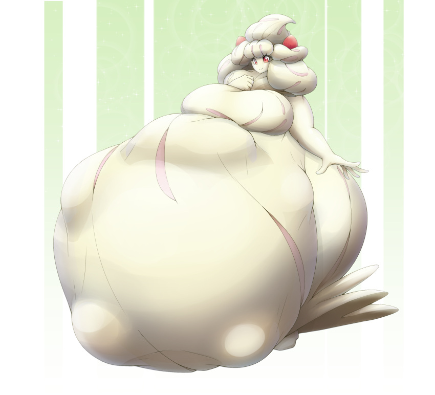 alcremie anthro anthrofied anthropomorphic belly_bulge belly_bulging big_belly big_breasts female food_creature food_girl food_hair game_freak generation_8_pokemon huge_belly nintendo pokémon_(species) pokemon pokemon_(species) pokemon_ss red_eyes scyn soft_vore strawberries vore vore_belly wide_hips