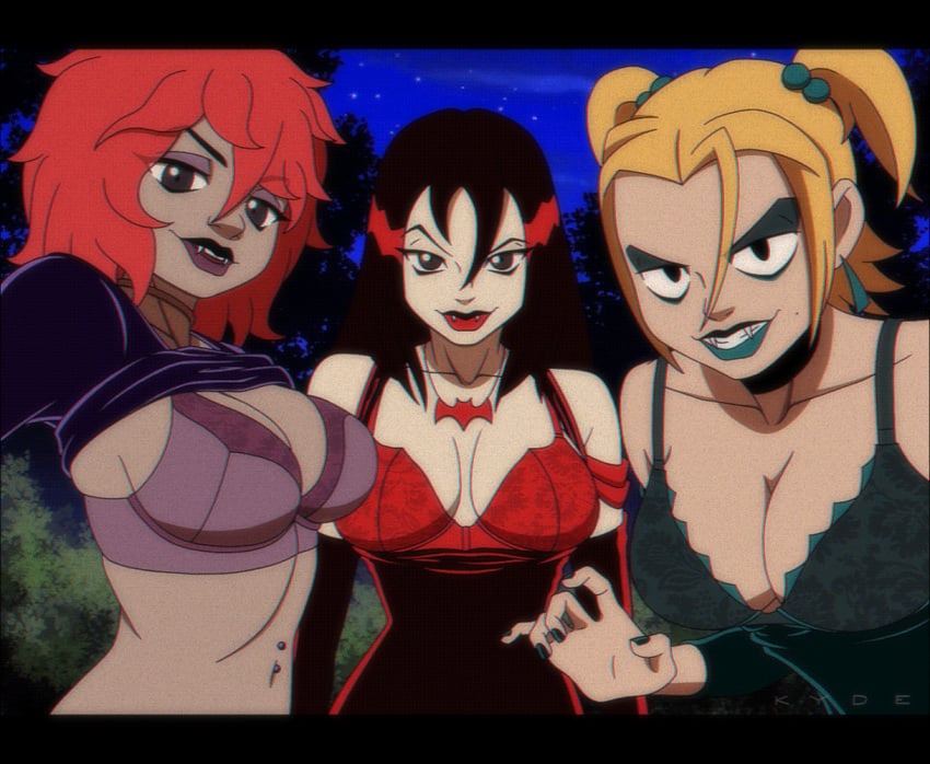 animated big_breasts bouncing_breasts choker cleavage dusk_(hex_girls) fangs gif goth_girl hanna-barbera hex_girls kyde luna_(hex_girls) piercings scooby-doo staring_at_viewer tagme thorn_(hex_girls)