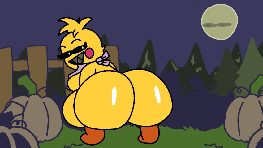 2d 2d_(artwork) 2d_animation anatid animated animated_gif animatronic anseriform anthro ass ass_focus avian big_butt bird chesterm duck female female/female five_nights_at_freddy's five_nights_at_freddy's_2 gif halloween holidays machine robot scottgames solo toy_chica_(fnaf) twerk twerking