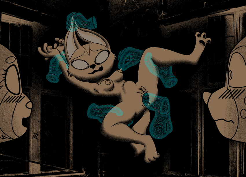 aggressive_retsuko aggretsuko ailurid anal anal_sex anthro anus arms_above_head being_watched blush breasts canid canine caught digital_media_(artwork) disembodied_hand female fenneko fox gaping gaping_anus genitals ghost_hands group haida halloween held_up hi_res holidays hovering hyena kodigozoot looking_at_another male male/female mammal penetration penis pussy red_panda retsuko sanrio simple_coloring spread_legs spreading stomach_bulge translucent translucent_penis wide_eyed