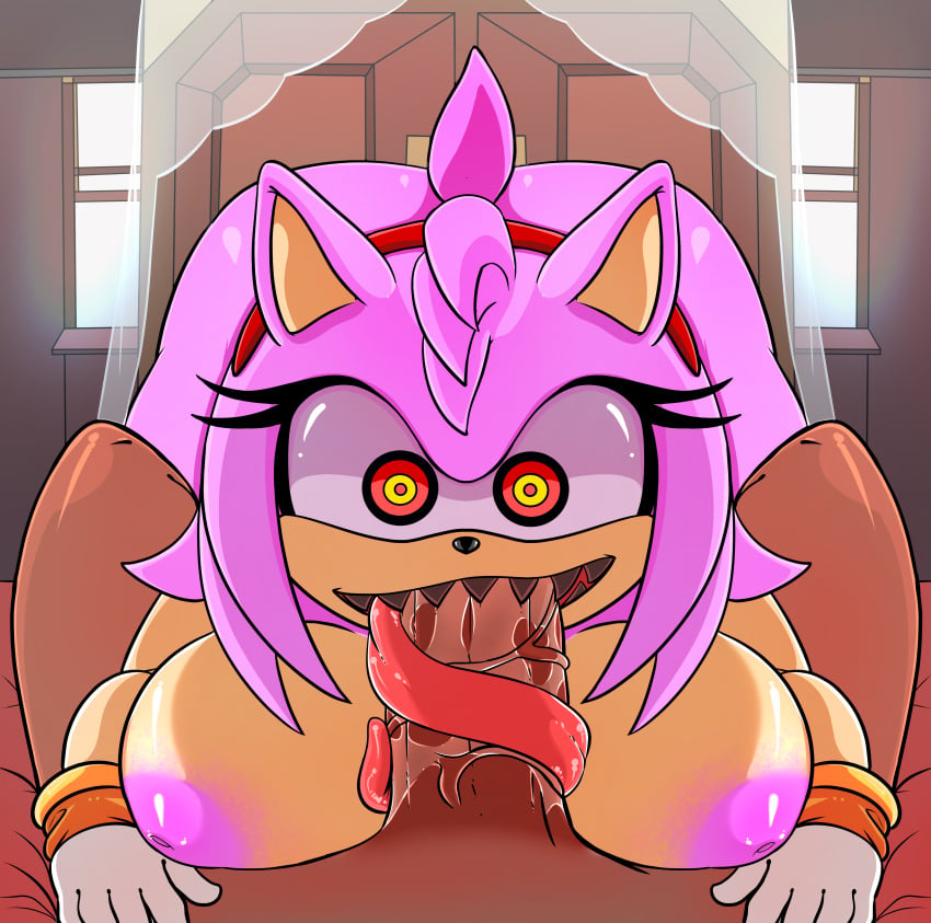 1boy 1girls amy_rose anthro big_breasts big_penis bigger_male black_teeth boo_(sonic) commission commissioner_upload creepy_eyes deepthroat fellatio furry furry_female hedgehog huge_cock human human_male human_on_anthro interspecies inverted_nipples long_tongue neyfufu penis pink_fur pink_nipples possessed_amy_rose possession pov sega sharp_claws sharp_teeth smaller_female sonic_(series) sonic_the_hedgehog_(series) sonic_x teeth_showing tongue_wrapped_around_penis veiny_penis white_gloves