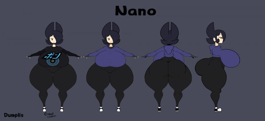 1girls big_breasts character_sheet dumplis_(artist) fully_clothed huge_ass large_ass large_breasts nano_(dumplis) original_character reference_sheet thick_thighs