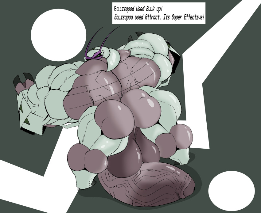 bodybuilder boldchaotic furry golisopod hyper hyper_balls hyper_cock hyper_genitalia hyper_penis hyper_testicles male male_only muscles muscular muscular_arms muscular_male nintendo pokemon