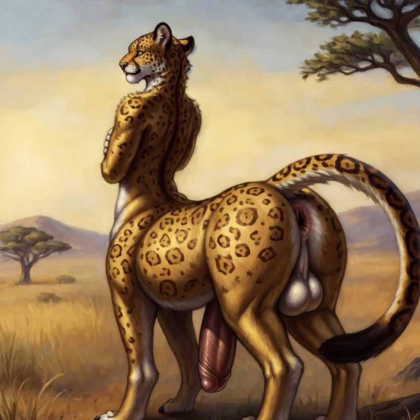 ai_generated anal anthro ass balls big_balls big_butt centaur fluffy furry furry_ears furry_only furry_tail george11 jaguar large_breasts large_penis male male_only paws penis solo stable_diffusion taur yellow_body yellow_fur