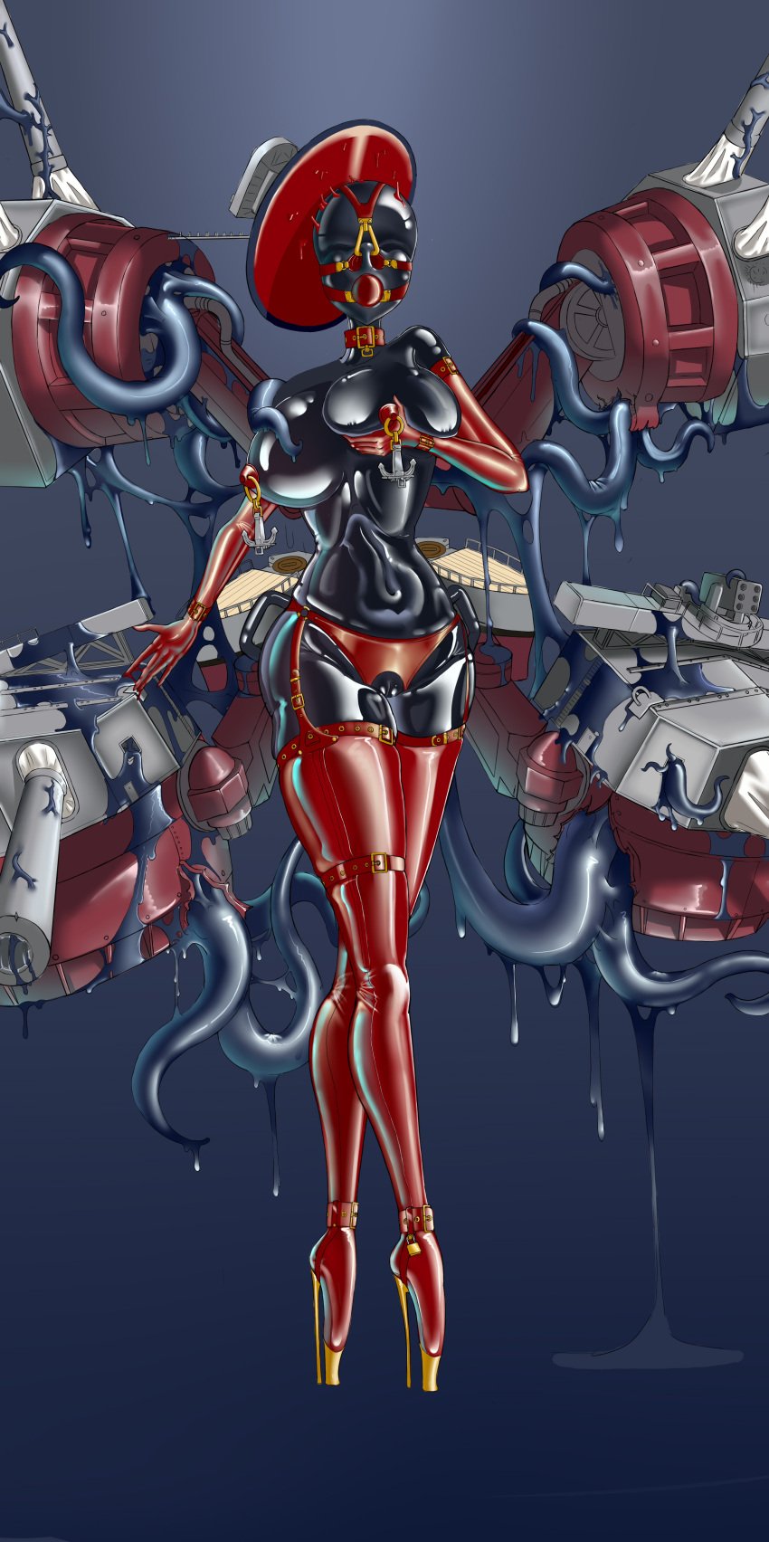 3109553063_(artist) azur_lane ball_gag ballet_boots ballet_heels body_modification change_of_status corruption female female_focus gag garter_straps hair_loss handles handles_on_hips high_heel_boots high_heels hood_(azur_lane) huge_ass huge_breasts lock locked_high_heels midriff nipple_piercing nipple_rings padlock painted_nipples piercing rubber_transformation rubberization shiny_clothes thick_thighs thigh_boots tight_clothing transformation wide_hips