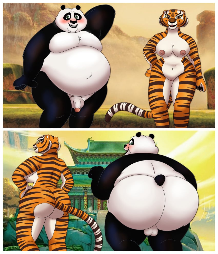 1boy 1girls anthro ass backsack balls bear big_ass breasts fat fat_ass female furry giant_panda kung_fu_panda male master_po_ping master_tigress nude obese obese_male overweight overweight_male penis pussy smallfryspy tagme tiger