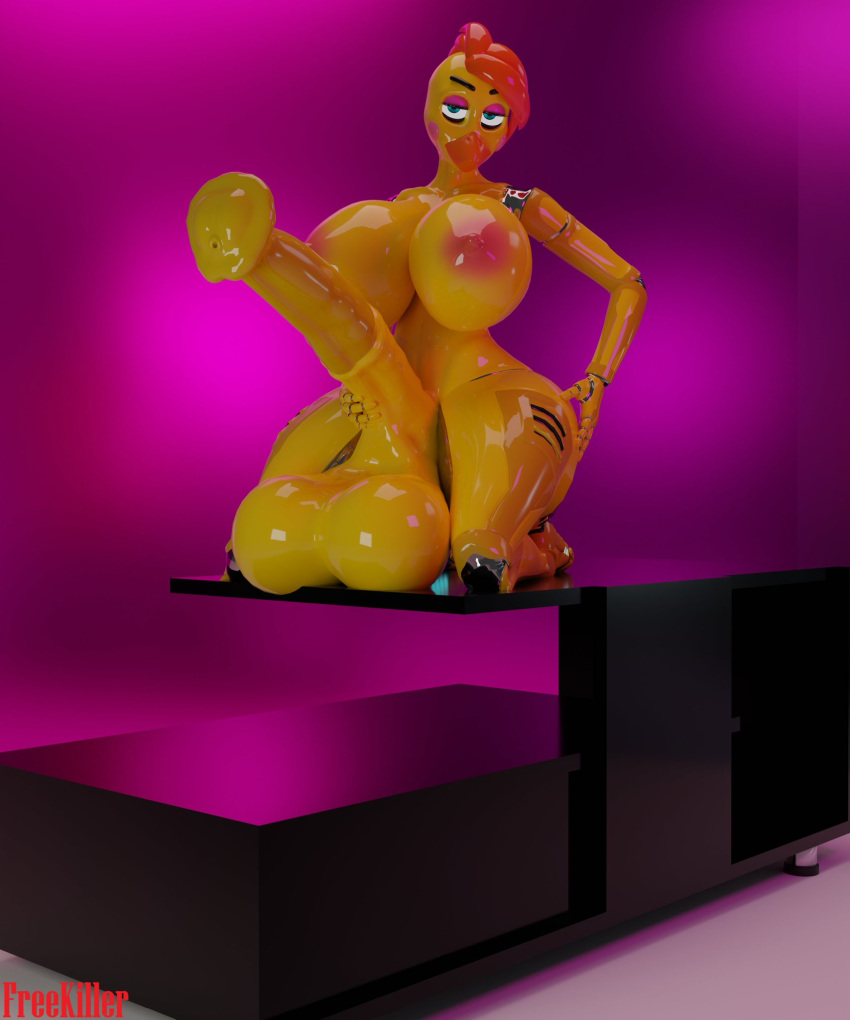 3d_(artwork) 4k animal_genitalia animal_penis animatronic ass balls big_balls big_breasts big_butt big_penis blender_(software) breasts chica_(fnaf) digital_media_(artwork) equine_genitalia equine_penis erection female five_nights_at_freddy's freekiller futa_only futanari genitals glowing glowing_eyes hand_on_butt hand_on_penis hi_res huge_balls huge_breasts huge_butt huge_cock huge_thighs hyper_penis intersex kneeling_on_desk looking_at_viewer machine metallic_body penis robot scottgames solo thick_thighs