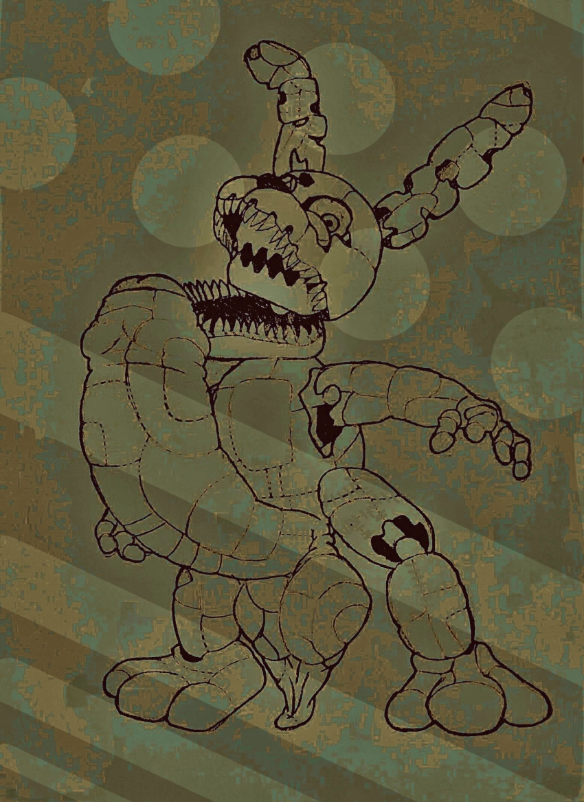 1boy animatronic anthro balls big_balls big_penis bodily_fluids brown_body chibby erection five_nights_at_freddy's five_nights_at_freddy's_4 foreskin genitals gigaboy green_body hi_res huge_balls huge_cock hyper hyper_balls hyper_genitalia hyper_penis lagomorph leporid looking_at_viewer machine male male_only mammal notched_ear nude open_mouth patch_(fabric) patchwork_creature penis plushie plushtrap plushtrap_(fnaf) rabbit robot saggy_balls scottgames sharp_teeth simple_background solo teeth traditional_media_(artwork)