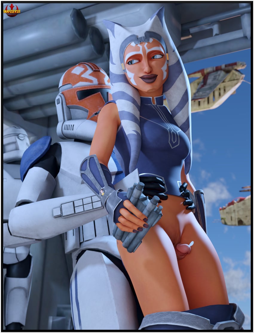 1boy 1girls 332nd_company 3d 501st_clone_trooper accurate_art_style ahsoka_tano airress3d_(3d-modeller) alien alien_girl alien_humanoid athletic_female blender bottomless bottomless_female clone_trooper clone_wars female from_behind human human_on_humanoid human_penetrating humanoid interspecies light-skinned_male light_skin male medium_breasts official_style orange-skinned_female orange_body orange_skin partially_clothed public public_sex rubbing skinny slim snafusevsix standing_sex star_wars straight the_clone_wars:_season_seven thigh_sex thighjob togruta