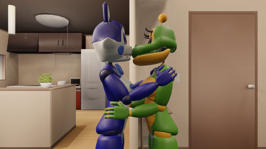 2girls cum_in_pussy five_nights_at_freddy's freddy_fazbear's_pizzeria_simulator geo29 happy_frog kissing multiple_girls oc yuri