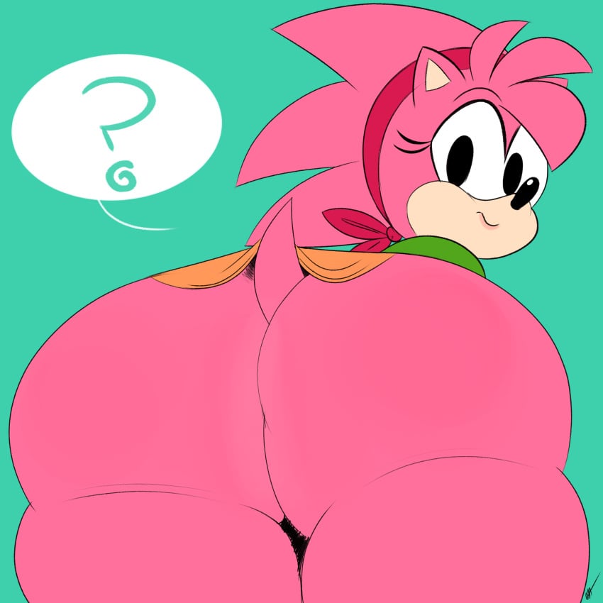 amy_rose anthro artist_name ass big_ass big_butt black_eyelashes black_eyes black_nose bottomless bubble_butt classic_amy_rose classic_sonic_(universe) clothed clothing countershading dat_ass eulipotyphlan female fur hair head_tuft hedgehog hi_res huge_ass huge_butt looking_back mammal ota_(artist) pink_body pink_fur pink_hair rear_view sega signature small_tail solo sonic_(series) sonic_cd sonic_the_hedgehog_(series) tail tan_body tan_countershading tan_skin thick_thighs