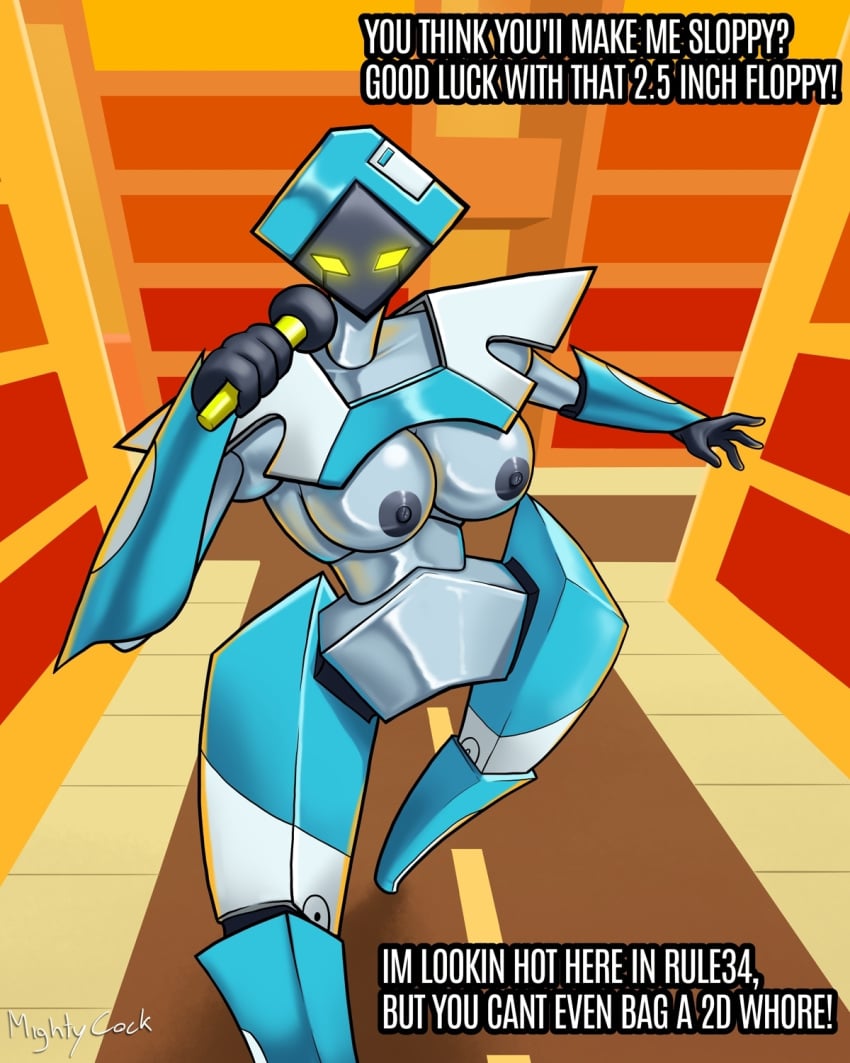 female floppy_disk_robot_(jackbox) funny jackbox_games large_breasts mad_verse_city microphone mightycock nipples rap rapping robot robot_humanoid the_jackbox_party_pack_5