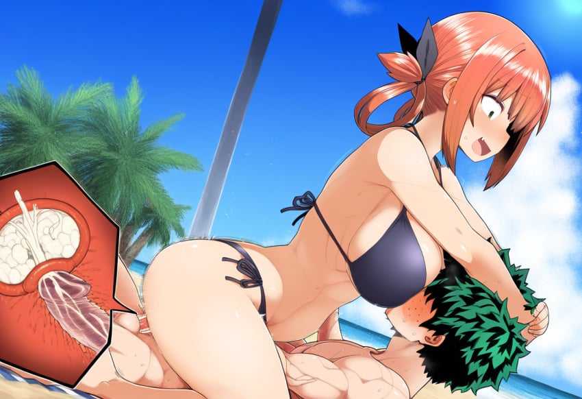 1girls ai_generated bikini blush breasts cross_section cum cum_in_pussy cum_in_uterus cum_inside curvy curvy_female curvy_figure dreson female female_on_top gabriel_dropout green_eyes huge_breasts izuku_midoriya kurumizawa_satanichia_mcdowell male male/female my_hero_academia open_mouth penetration penis sex spread_legs straight straight_sex uterus vaginal_penetration vaginal_sex wide_eyed x-ray