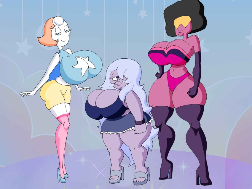 amethyst_(steven_universe) bimbo bimbo_body bimbo_lips bimbofication bimbofied garnet_(steven_universe) glasses maxtlat multiple_girls pearl_(steven_universe) steven_universe tagme trio_female