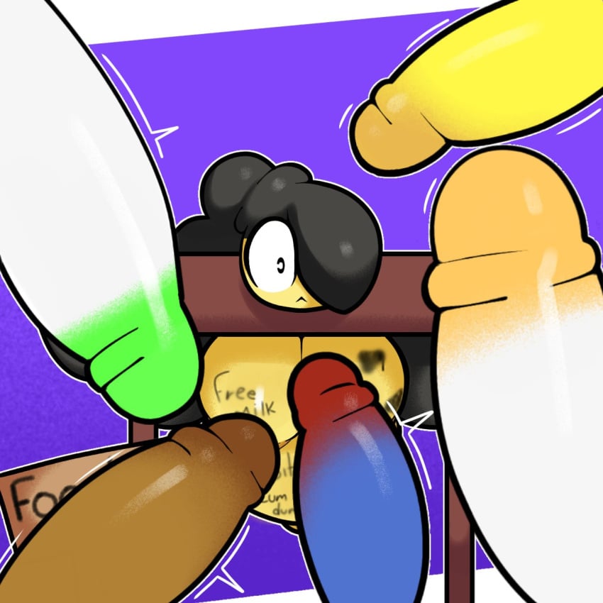 alexdrawsnsfw belly body_writing eevee gardevoir hyper_penis imminent_rape mawee mawile pheromosa pichu pillory pokemon pokemon_(species) riolu scared tagme