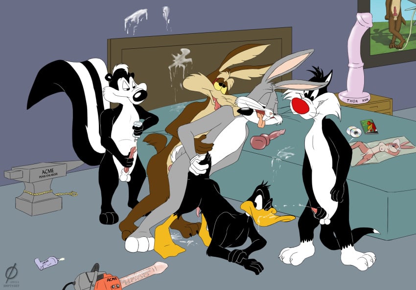 2011 5boys anal anal_penetration anal_sex anal_train animal_penis anthro anvil beak bird buckteeth bugs_bunny canine cat centerfold chicken coyote cum cum_on_beak cum_on_bed cum_on_floor cum_on_wall cum_while_penetrated cumshot daffy_duck dildo duck dvd emptyset equine_dildo erection eyes_half_open feline foghorn_leghorn fur gay group_sex handjob holding_penis huge_dildo imminent_anal interspecies lola_bunny looney_tunes lube magazine magazine_cover male male_only mammal motel_room multiple_males mustelid nude nude_female one_eye_closed open_mouth orgasm_face orgasm_from_anal orgasm_from_handjob orgy penis_size_difference pepe_le_pew porn_magazine rabbit sex_toys skunk soft_feathers space_jam sylvester tongue_out train_position wile_e._coyote yaoi