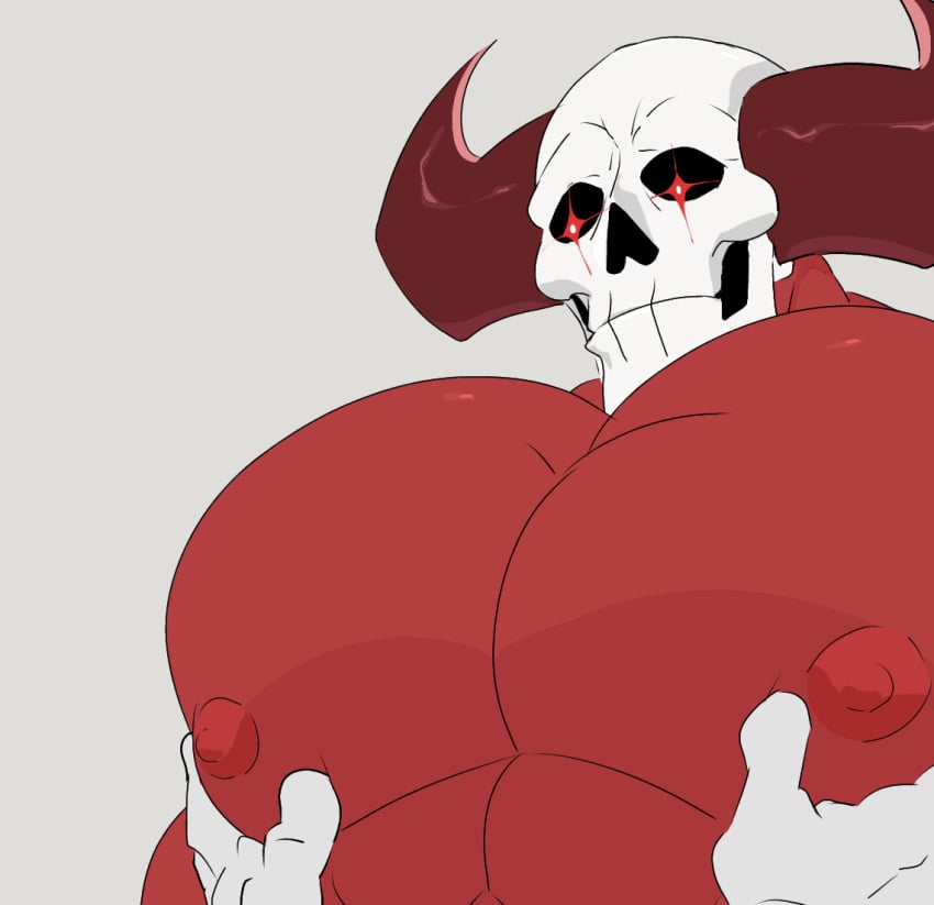 animated blush demon gay horns humanoid looking_down looking_pleasured male male/male male_only muscular muscular_male nalnahi1 pecs red_body red_skin skull_head