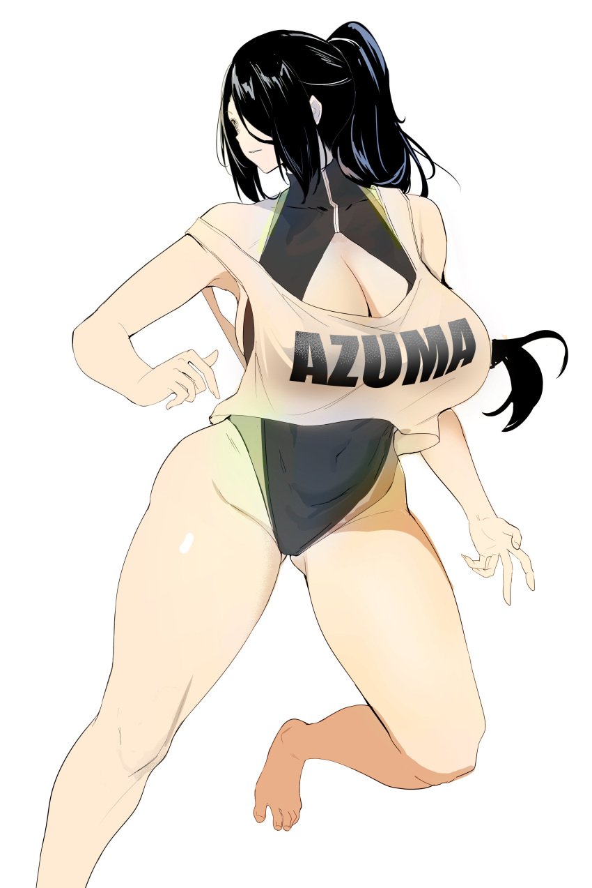 azuma_fubuki cleavage curvaceous hair_over_one_eye large_breasts long_hair mato_seihei_no_slave milf ponytail porroll swimsuit tied_hair voluptuous voluptuous_female