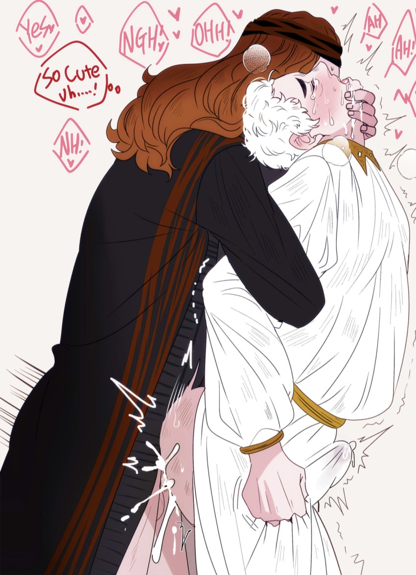 aziraphale crowley cum_in_clothes gay gay_sex good_omens long_hair male/male