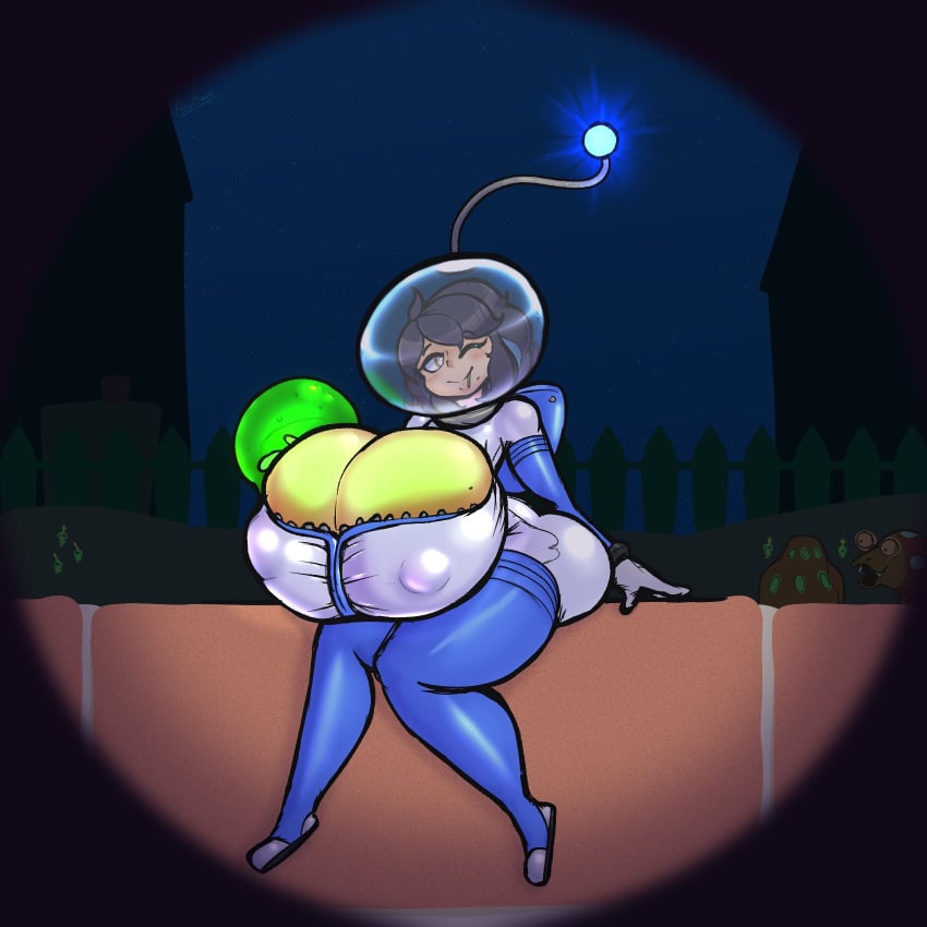 atomicmage big_ass big_breasts boob_window breast_expansion breasts_bigger_than_head clothed female female_only glow_pikmin huge_ass huge_breasts nintendo nipples_visible_through_clothing no_bra pikmin pikmin_(species) pikmin_4