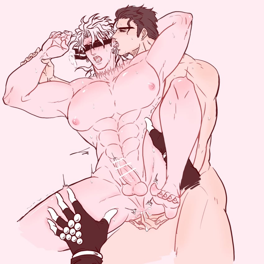 2boys anal_fingering blindfold dio_brando erection gay jojo's_bizarre_adventure jotaro_kujo male male/male male_only muscular_male nude_male penis stand_(jjba) star_platinum stardust_crusaders testicles yaoi