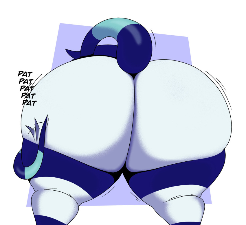 ass big_ass big_butt blue_skin breathotter bubble_ass bubble_butt female rae_(atemylegs) tail text white_skin words