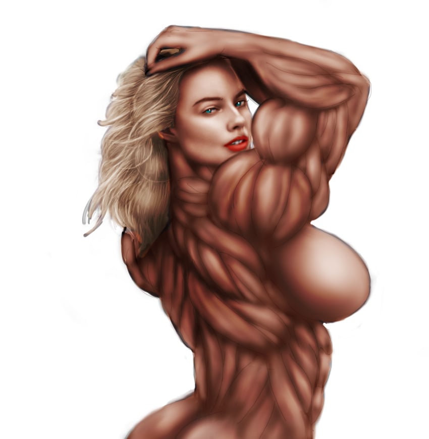 1girls bodybuilder breasts extreme_muscles female female_bodybuilder female_only margot_robbie muscles muscular muscular_female solo tagme