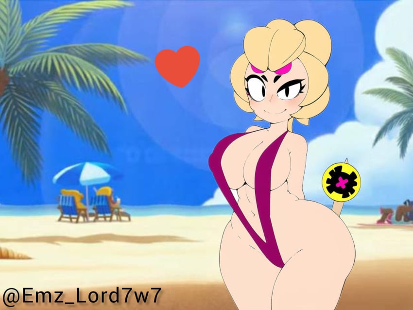 1girls bikini boots brawl_stars breasts charlie_(brawl_stars) emz_lord female female_only looking_at_viewer smile smiling_at_viewer solo solo_female