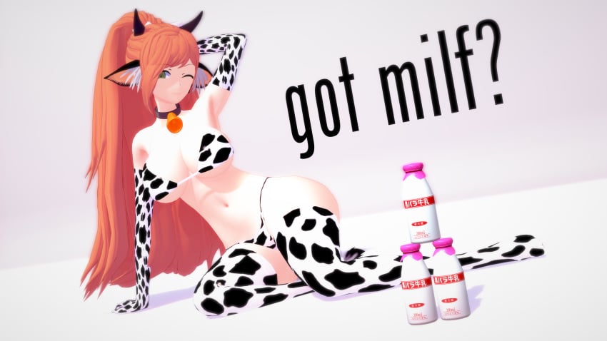 big_breasts breasts cow_print danganronpa female_only pompadorkz yukizome_chisa