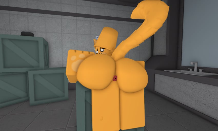 1boy 3d anus artist_request ass catte_(kaiju_paradise) furry furry_ass furry_female furry_only furry_tail happy kaiju_paradise orange orange_ass orange_fur orange_skin red_anus roblox roblox_game robloxian smile source_request tagme white_eyes