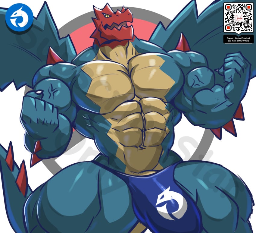 5_fingers abs anthro biceps biped countershade_torso countershading dragon druddigon fingers generation_5_pokemon hi_res male male_only masterelrest muscular muscular_anthro muscular_male nintendo open_mouth pecs pokemon pokemon_(species) qr_code solo tail vein veiny_muscles wings