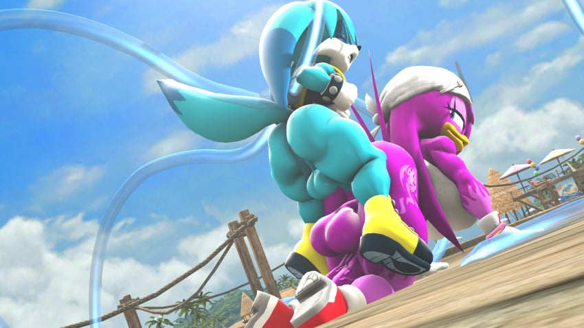 1boy 1futa 3d 3d_(artwork) anal anal_sex anal_sex futanari kitsunami_the_fennec male male_on_futa male_penetrating nackey sonic_(series) tagme wave_the_swallow