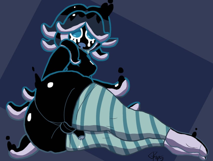 big_ass cookie_run cookie_run_kingdom from_behind futanari squid_ink_cookie stockings uncircumcised