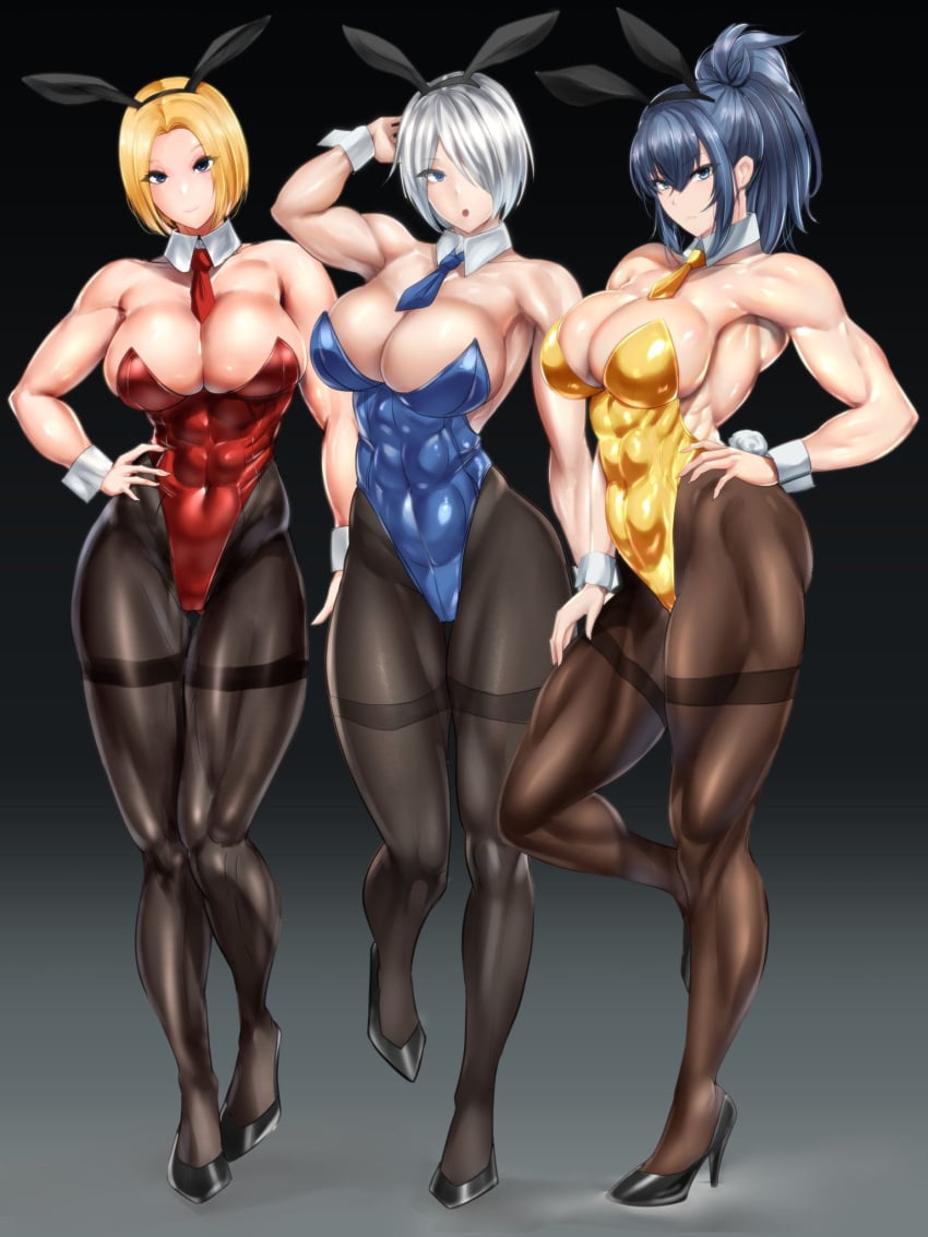 2023 3girls :3 abs american angel_(kof) armpits athletic athletic_female bangs bare_shoulders belly belly_button big_breasts blonde_hair blue_eyes blue_hair blue_mary breasts bunny_ears bunny_girl bunny_tail fanart fatal_fury femme_fatale hair_over_one_eye hands_behind_head hands_on_hips harem heels high_heels hips ikari_warriors king_of_fighters king_of_fighters_2001 latina leona_heidern leotard light-skinned_female light_skin looking_at_viewer metal_slug mexican mexican_female muscular_arms muscular_thighs pantyhose ponytail pose posing short_hair snk teaindian thick_thighs thighs tie video_game_character video_game_franchise video_games voluptuous voluptuous_female white_hair