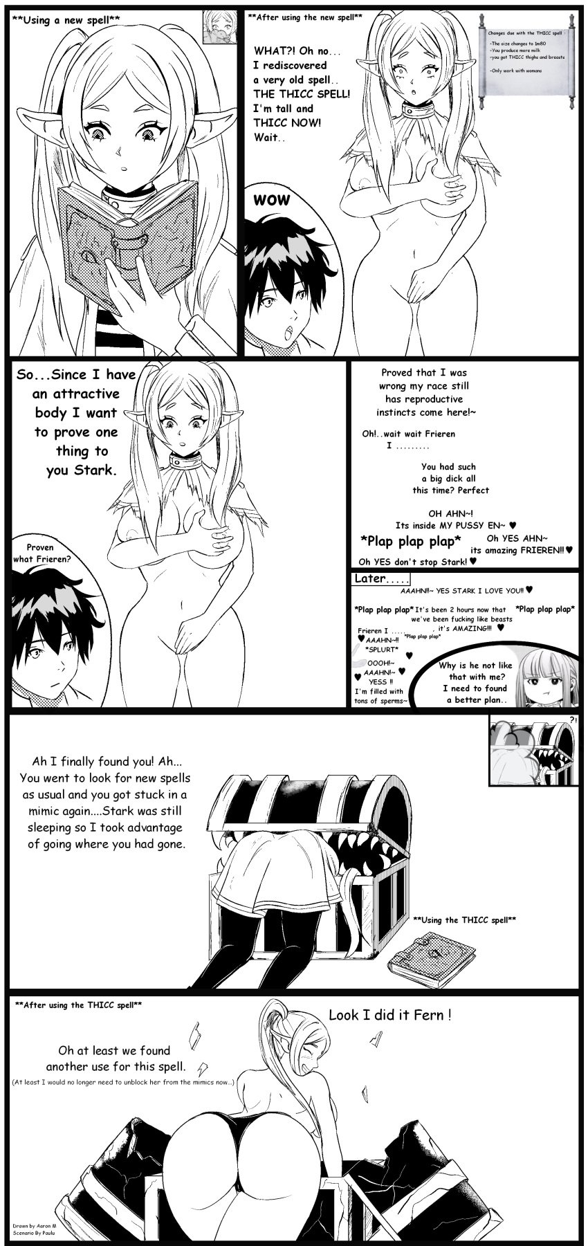 1boy 2girls aaronm big_ass big_breasts big_thighs blush book chest comic comic_page dick dominant_male ejaculation elf elf_female elf_girl explosion fat_ass fern_(sousou_no_frieren) fertilization frieren happy happy_female happy_male happy_sex horny_female horny_male impregnation jealous larger_female magic_user male_human/female_elf manga manga_style massive_breasts mature_female mature_male mature_woman milf mimic mimic_chest naked naked_female orgasm parody pussy screaming sex smaller_male sousou_no_frieren spell spell_book stark_(sousou_no_frieren) taller_female taller_girl transformation
