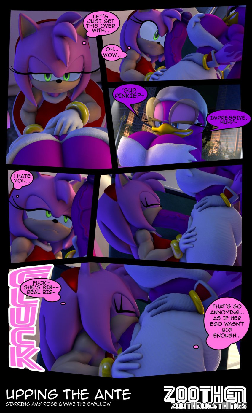 1dickgirl 1futa 1girls 3d amy_rose anthro comic dickgirl dickgirl/female female furry futa_on_female futanari panels sonic_(series) source_filmmaker wave_the_swallow zoothen